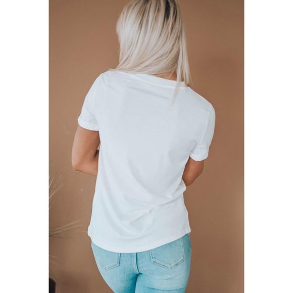 Azura Exchange White AMERICA Star Graphic Round Neck Tee - Picture 8 of 10